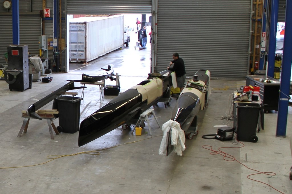 Emirates Team NZ’s second SL-33 being assembled at the team’s base in the Viaduct harbour © Richard Gladwell www.photosport.co.nz